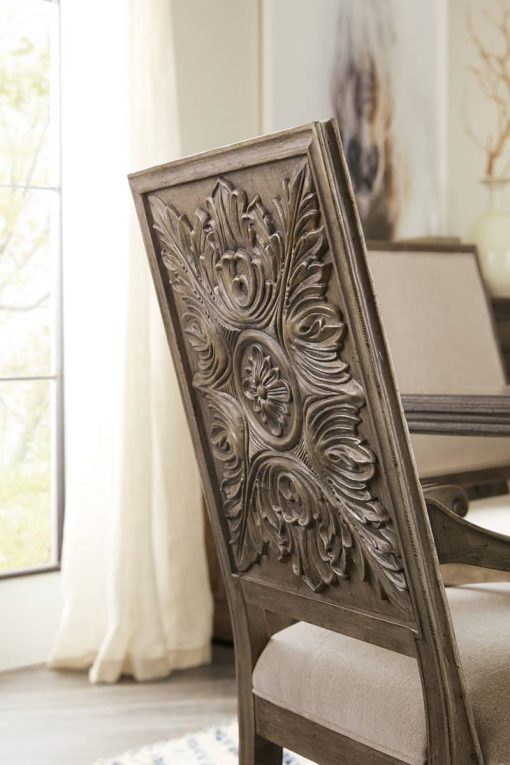 Hooker Furniture Dining Room Woodlands Carved Back Arm Chair - Image 3