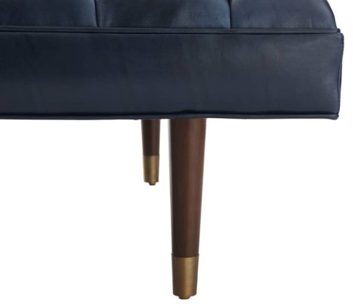 Arteriors Christophe Bench Indigo Leather Dark Walnut - Image 4