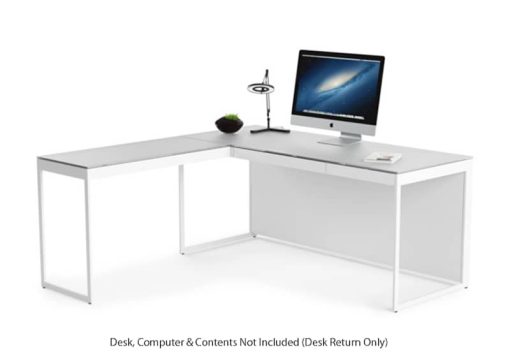 BDI Centro 6402 Satin White on Oak/ Grey Glass Desk Return - Image 4