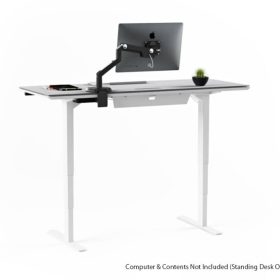 BDI Centro 6451-2 Smooth Satin White/ Grey Glass 60" x 24" Standing Desk - Image 4