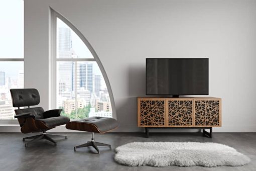BDI Elements Ricochet Natural Walnut Media with Triple-Width Storage Cabinet - Image 4