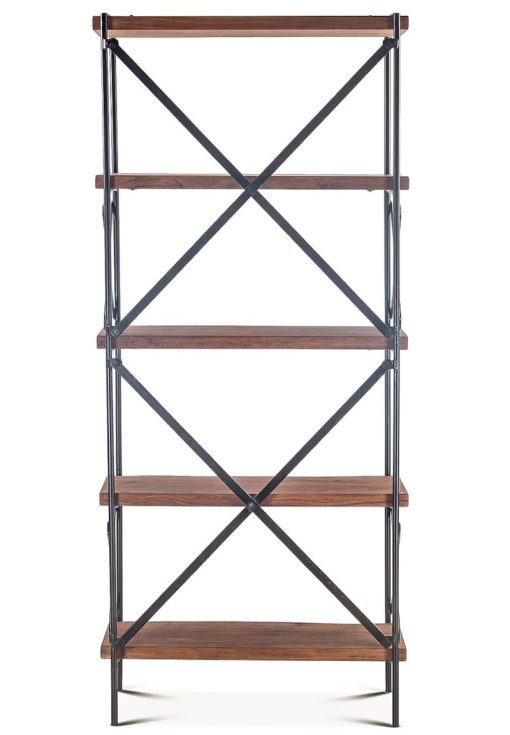 Home Trends & Design Organic Forge 34" Raw Walnut Tall Bookshelf - Image 3