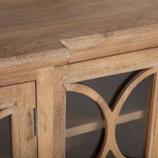 Home Trends & Design San Rafael 75" Antique Oak Glass Cabinet - Image 4