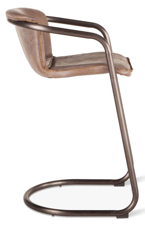 Home Trends & Design Portofino Jet Brown Leather Bar Chair - Image 4
