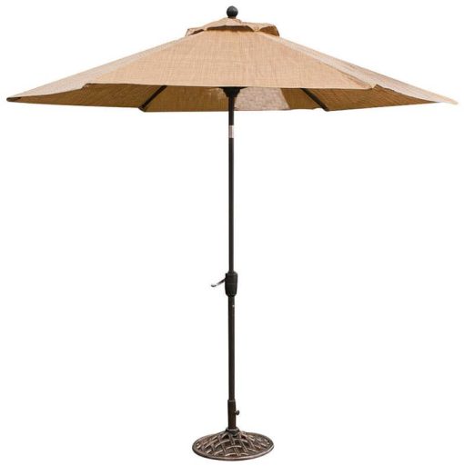 Hanover Manor 7-Piece Outdoor Dining Set With Six Swivel Rockers, A Cast-Top Dining Table, A 9 Ft. Umbrella And Umbrella Stand - Image 4