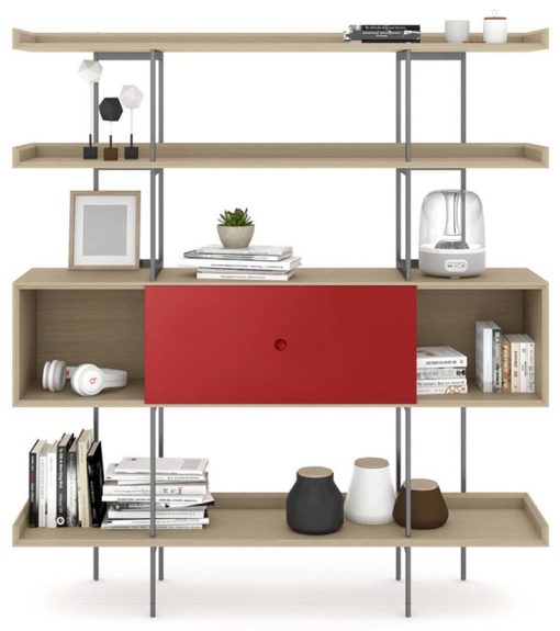 BDI Margo 5201 Drift Oak And Cayenne Modern Display And Shelf - Image 4
