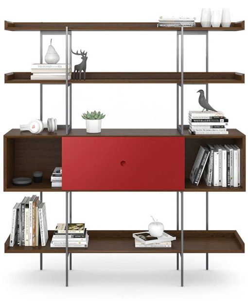 BDI Margo 5201 Toasted Walnut And Cayenne Modern Display And Shelf - Image 4