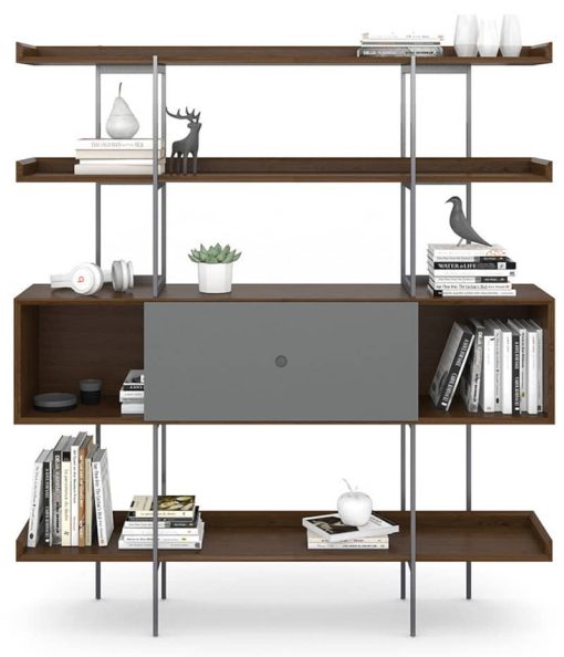 BDI Margo 5201 Toasted Walnut And Fog Grey Modern Display And Shelf - Image 4