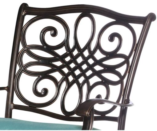 Hanover Traditions 7-Piece Outdoor Dining Set In Blue With 72" x 38" Cast-Top Table - Image 4
