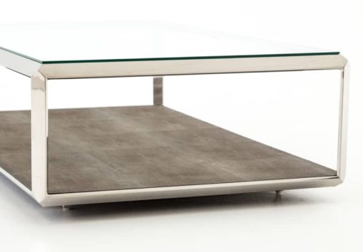 Four Hands Bentley Collection Shagreen Stainless Steel Shadow Box Coffee Table - Image 4