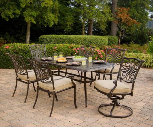 Hanover Traditions 7-Piece Outdoor Dining Patio Set In Natural Oat - Image 4