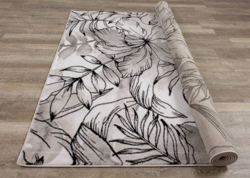Kalora Platinum 7'10" X 10'6" Grey White Fronds Flowers Rug - Image 5