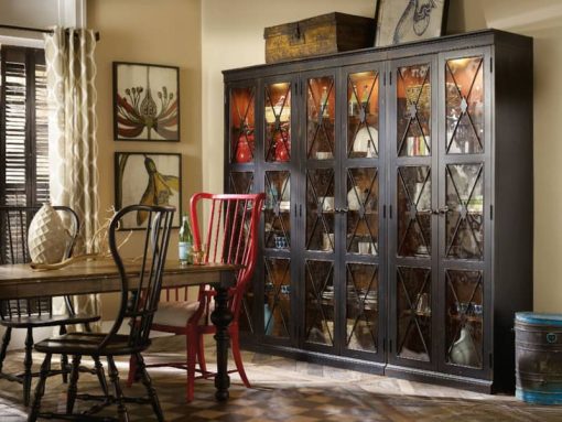 Hooker Furniture Living Room Sanctuary Two-Door Thin Display Cabinet Ebony - Image 5