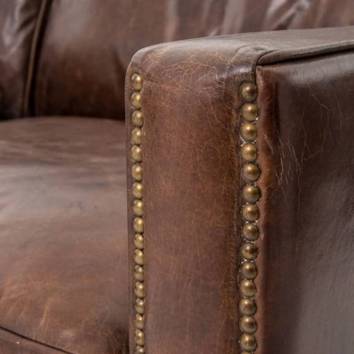 Four Hands Carnegie Collection 72" Cigar Brown Leather Larkin Sofa - Image 5