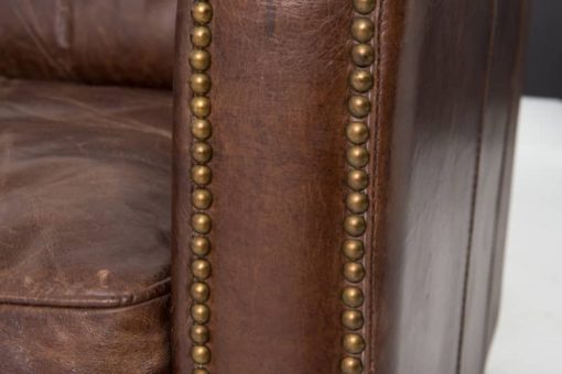 Four Hands Carnegie Collection 88" Cigar Brown Leather Larkin Sofa - Image 5