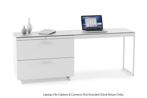 BDI Centro 6402 Satin White on Oak/ Grey Glass Desk Return - Image 5