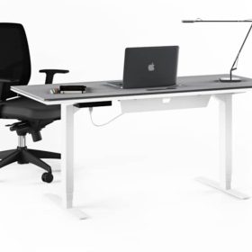 BDI Centro 6451-2 Smooth Satin White/ Grey Glass 60" x 24" Standing Desk - Image 5