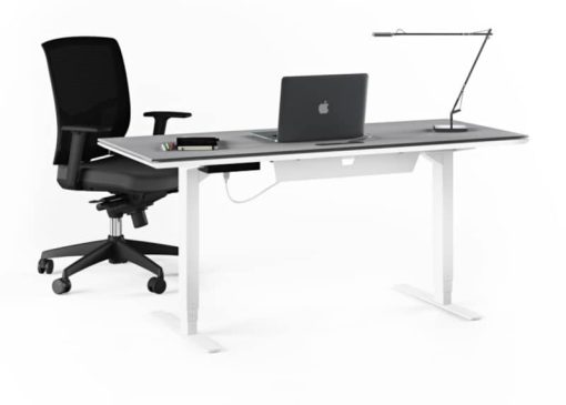 BDI Centro 6451-2 Smooth Satin White/ Grey Glass 60" x 24" Standing Desk - Image 5