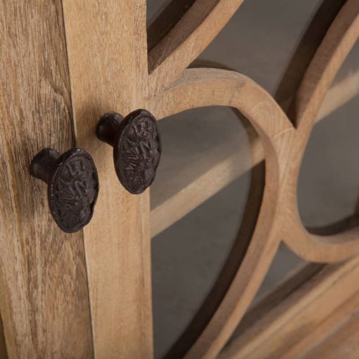 Home Trends & Design San Rafael 75" Antique Oak Glass Cabinet - Image 5