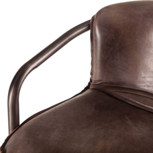 Home Trends & Design Portofino Jet Brown Leather Bar Chair - Image 5