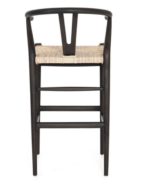 Four Hands Grass Roots Collection Black Teak Muestra Bar Stool - Image 4
