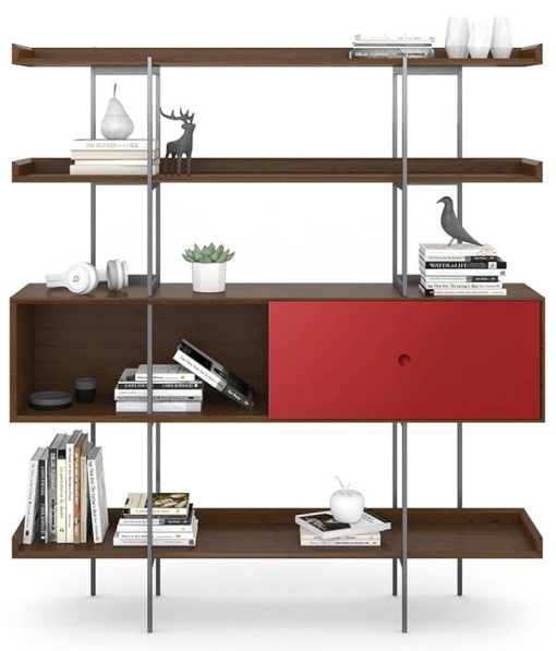 BDI Margo 5201 Toasted Walnut And Cayenne Modern Display And Shelf - Image 5