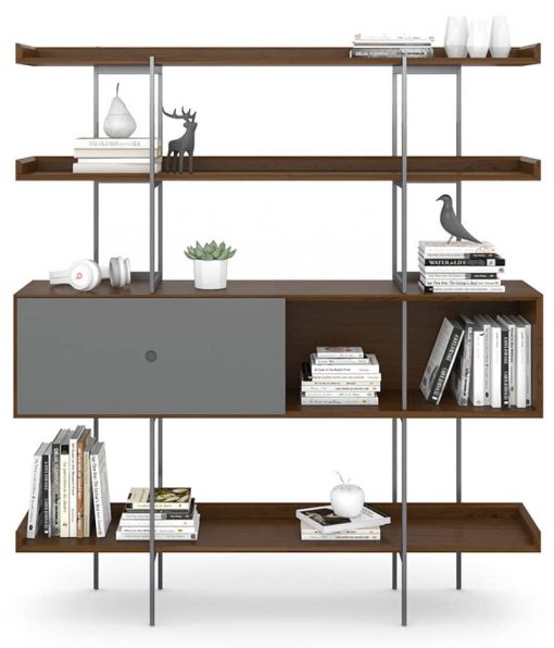BDI Margo 5201 Toasted Walnut And Fog Grey Modern Display And Shelf - Image 5