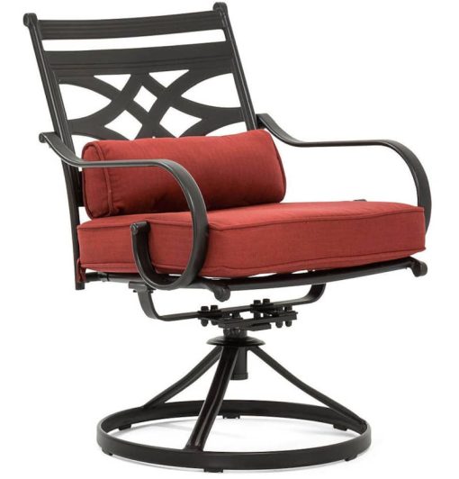 Hanover Montclair 7-Piece Dining Set In Chili Red With 6 Swivel Rockers And A 40" x 67" Dining Table - Image 5