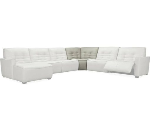 Hooker Furniture Living Room Grey Reaux 6-Piece Power Recline Sectional With 3 Power Recliners - Image 5