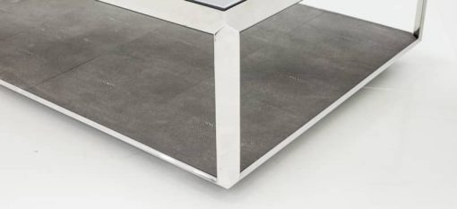 Four Hands Bentley Collection Shagreen Stainless Steel Shadow Box Coffee Table - Image 5