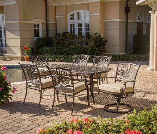 Hanover Traditions 7-Piece Outdoor Dining Patio Set In Natural Oat - Image 5