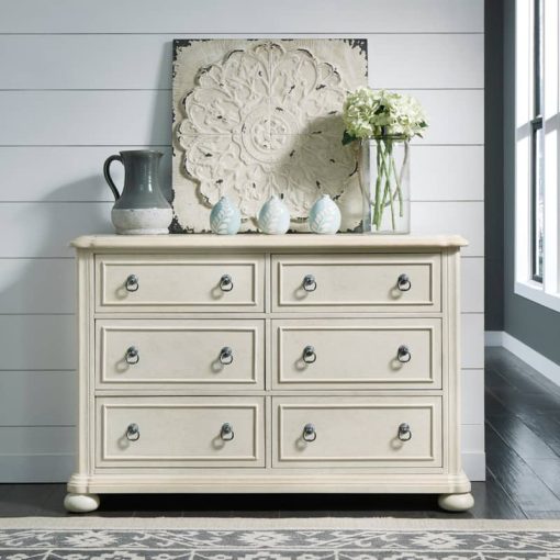 Homestyles Provence Antiqued White 6 Drawer Dresser - Image 6