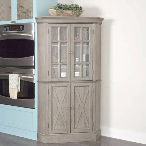 Homestyles Mountain Lodge Gray Corner Cabinet - Image 6