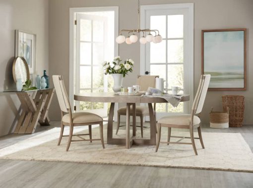 Hooker Furniture Affinity Greige Oak 48" Round Pedestal Dining Table - Image 2