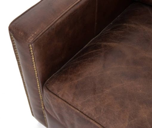 Four Hands Carnegie Collection 88" Cigar Brown Leather Larkin Sofa - Image 6