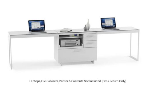 BDI Centro 6402 Satin White on Oak/ Grey Glass Desk Return - Image 6