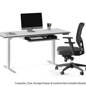 BDI Centro 6451-2 Smooth Satin White/ Grey Glass 60" x 24" Standing Desk - Image 6