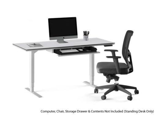 BDI Centro 6451-2 Smooth Satin White/ Grey Glass 60" x 24" Standing Desk - Image 6