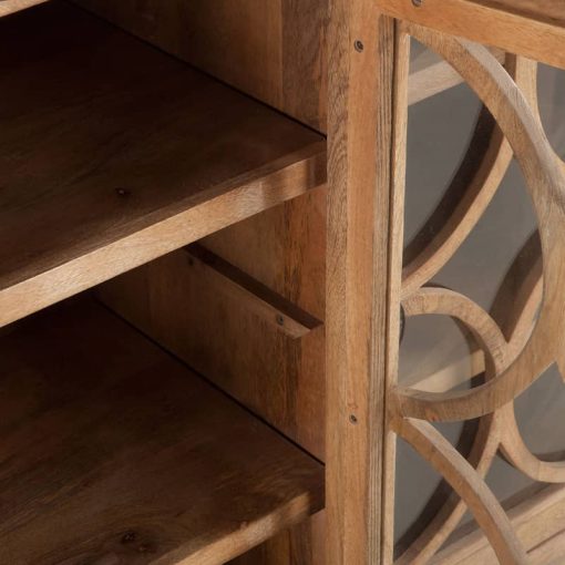 Home Trends & Design San Rafael 75" Antique Oak Glass Cabinet - Image 6