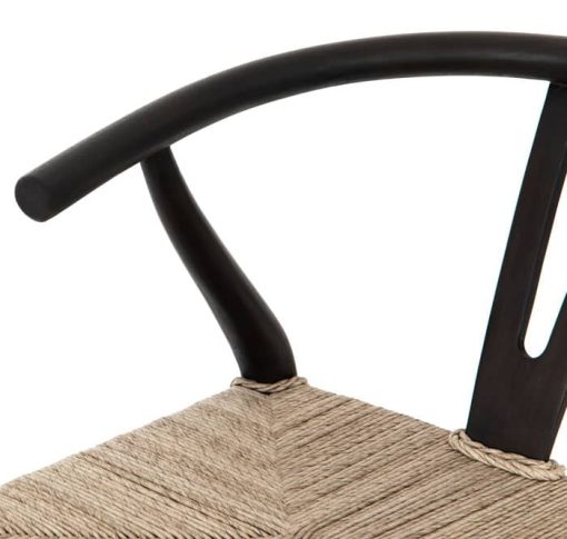 Four Hands Grass Roots Collection Black Teak Muestra Bar Stool - Image 6