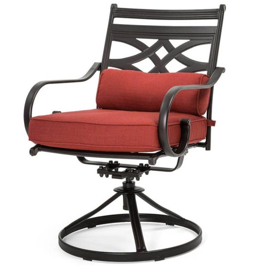 Hanover Montclair 7-Piece Dining Set In Chili Red With 6 Swivel Rockers And A 40" x 67" Dining Table - Image 6