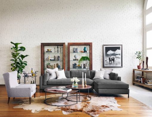 Four Hands Atelier Collection Bennett Charcoal Grammercy 2-Piece RAF Chaise Sectional - Image 6