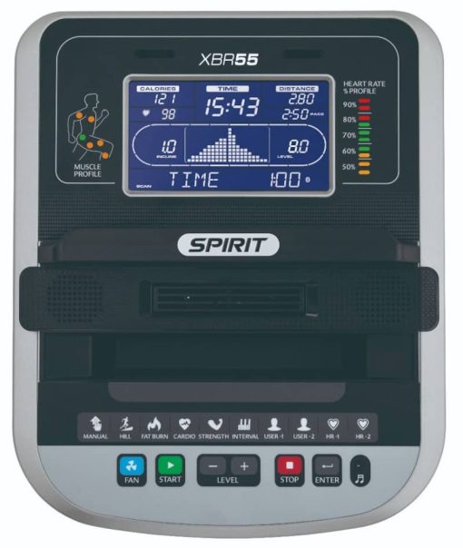 Spirit Fitness XBR55 Recumbent Bike With 7.5" Bright Blue Backlit LCD Screen - Image 6