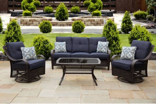 Hanover Orleans 4-Piece Outdoor Seating Patio Set In Navy Blue - Image 6