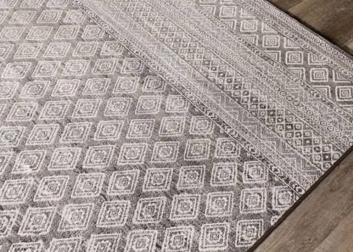Kalora Intrigue 5'3" X 7'7" Grey Cream Trellis Banding Rug - Image 7