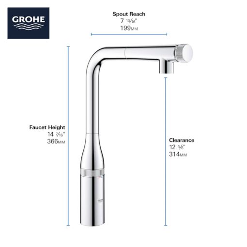 GROHE Essence SuperSteel Infinity Smartcontrol Pull-Out Kitchen Faucet - Image 8