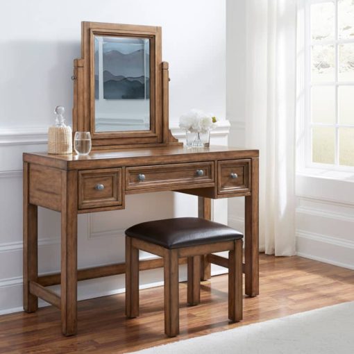 Homestyles Sedona Toffee Vanity & Mirror With Bench - Image 7