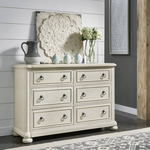 Homestyles Provence Antiqued White 6 Drawer Dresser - Image 7