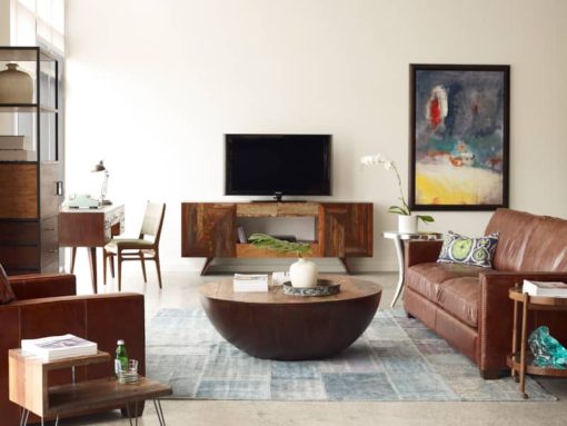 Four Hands Carnegie Collection 88" Cigar Brown Leather Larkin Sofa - Image 7
