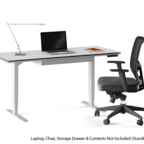 BDI Centro 6451-2 Smooth Satin White/ Grey Glass 60" x 24" Standing Desk - Image 7